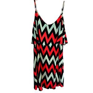Rue21 Women's Dress Medium M Short Red Black Sleeveless  Sun Misses Size 8 10